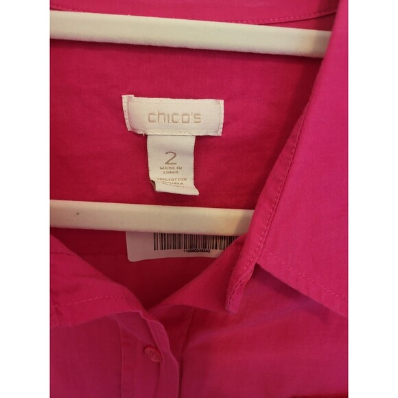 Chico's Button Up Blouse Fuscia Size 12 (Chico's Size 2) - Picture 3 of 4